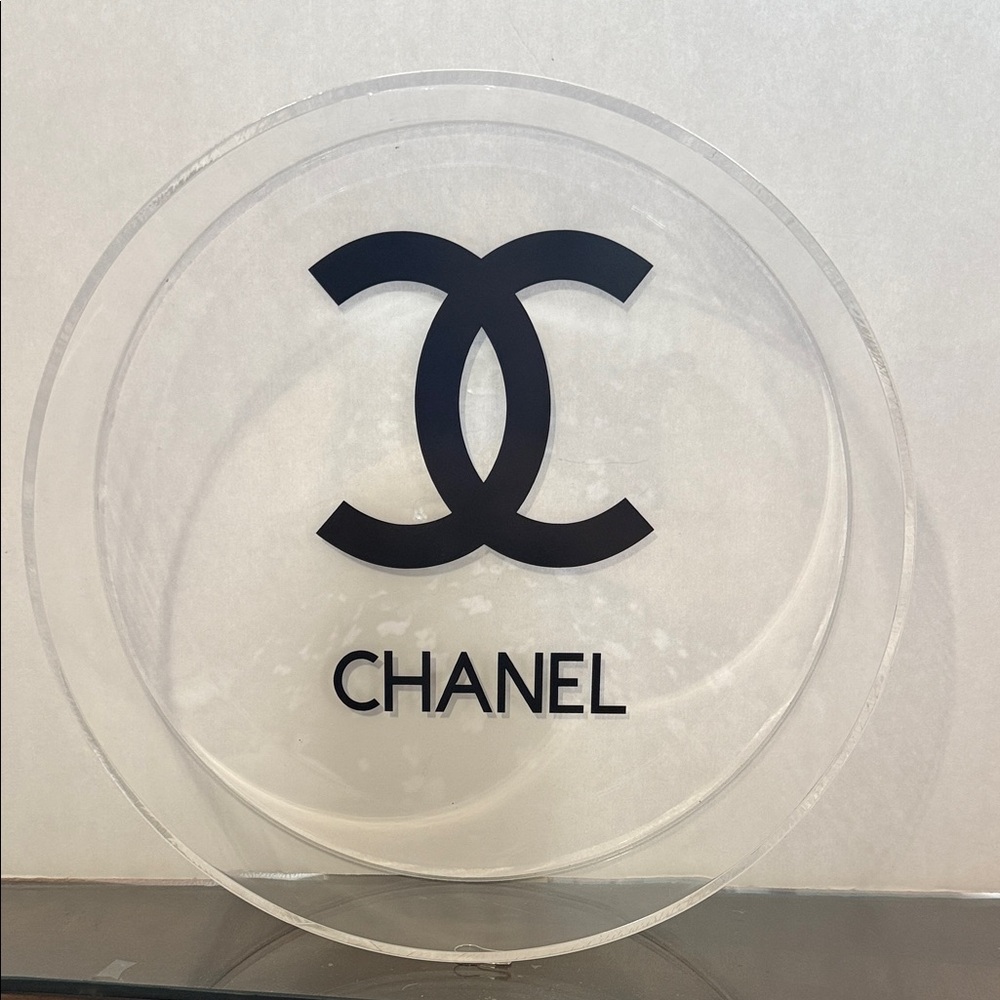 CHANEL Black and Clear Acrylic Logo Display